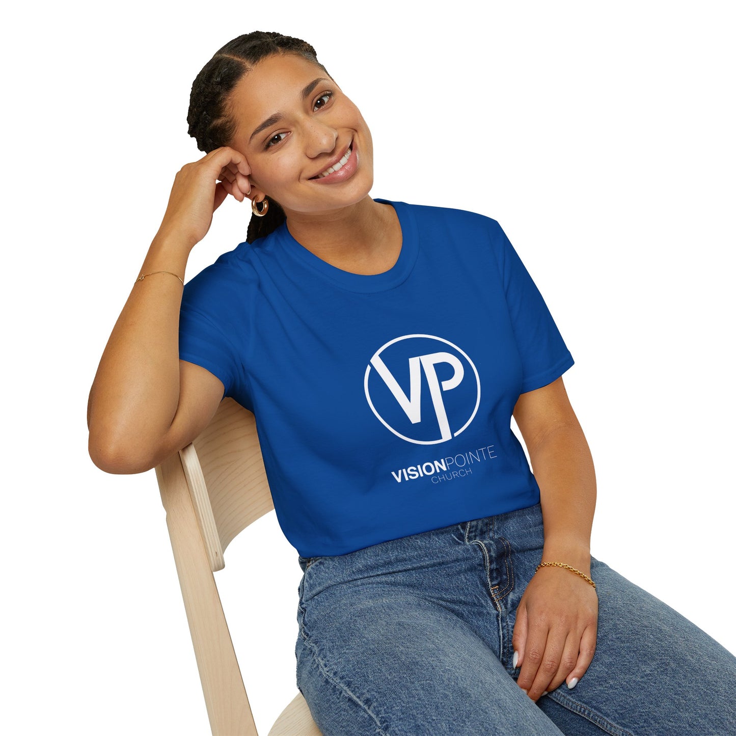 VisionPointe White Logo - Unisex Softstyle T-Shirt