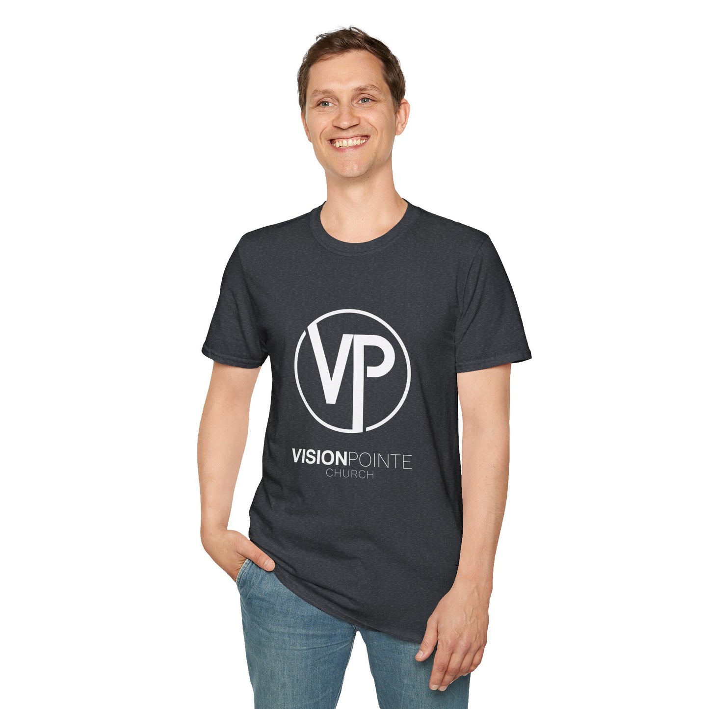 VisionPointe White Logo - Unisex Softstyle T-Shirt