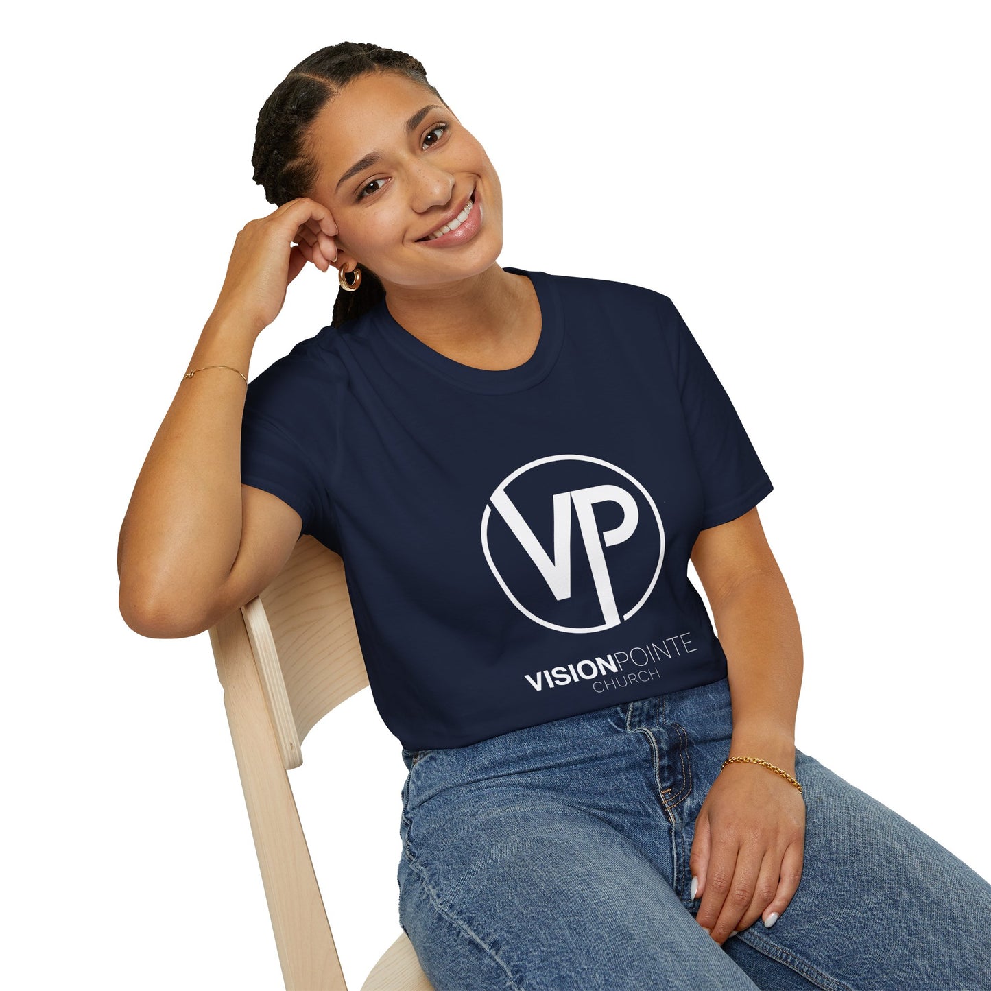 VisionPointe White Logo - Unisex Softstyle T-Shirt